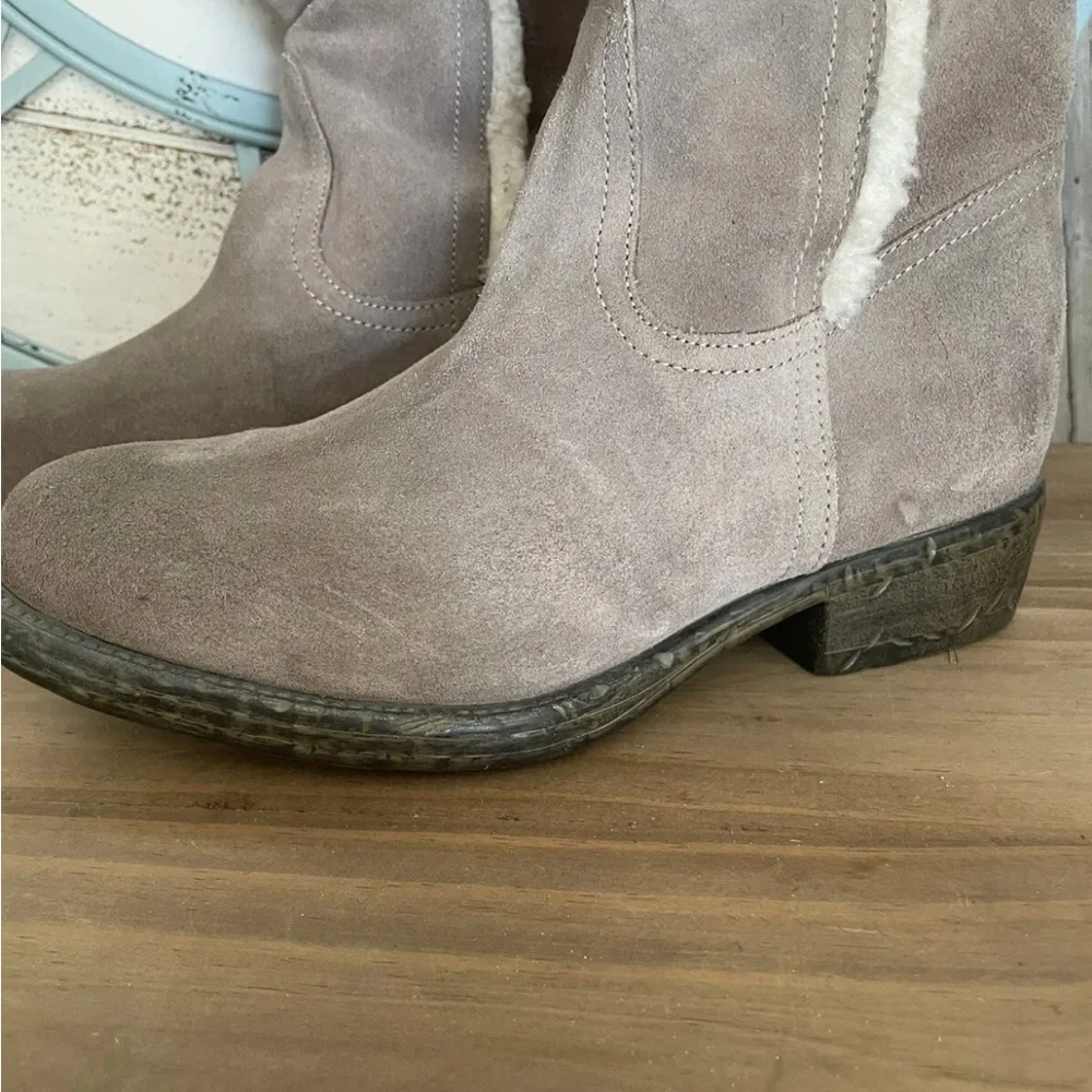 Lavorazione Artigianale Womens Leather Suede Shearling Knee High Boots sz 39 New